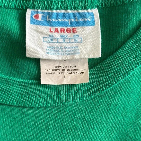 Champion Shirt Mens M/L Green Faded Embroidered Logo Casual Basic Summer Tee - Picture 8 of 11